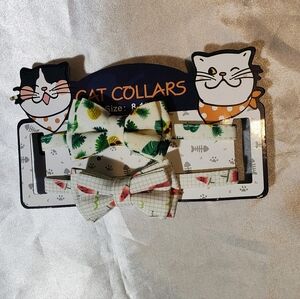Set with Green Pineapple and Patterned Bows - Cat Accessories